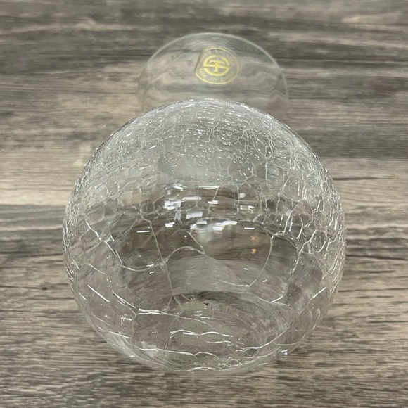 Shannon Crystal Godinger Crackle Glass Bud Vase Clear Vintage Decor - Picture 4 of 7